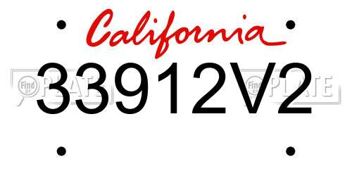 33912V2 California License Plate