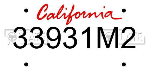 33931M2 California License Plate