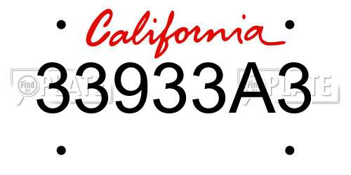 33933A3 California License Plate