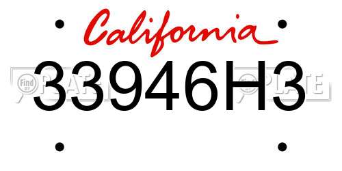 33946H3 California License Plate