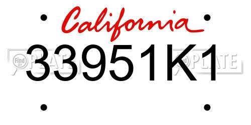 33951K1 California License Plate