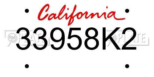 33958K2 California License Plate