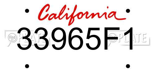 33965F1 California License Plate