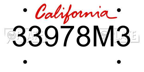 33978M3 California License Plate