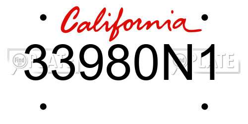 33980N1 California License Plate