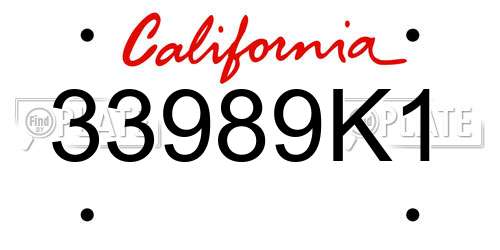33989K1 California License Plate