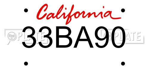 33BA90 California License Plate