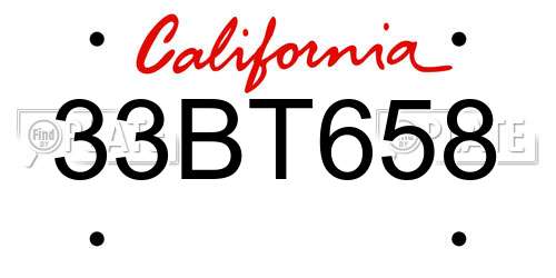 33BT658 California License Plate