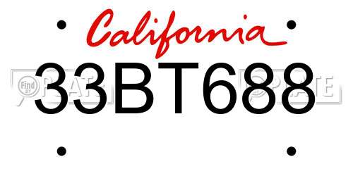 33BT688 California License Plate