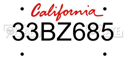 33BZ685 California License Plate