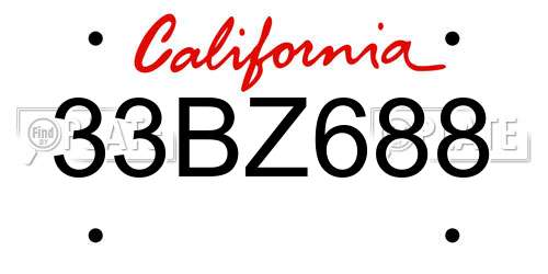 33BZ688 California License Plate
