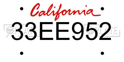 33EE952 California License Plate