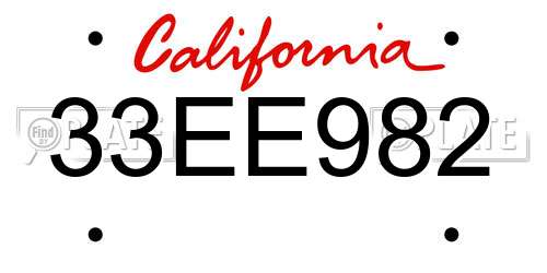 33EE982 California License Plate