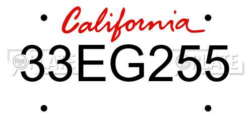 33EG255 California License Plate