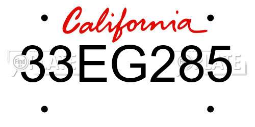 33EG285 California License Plate