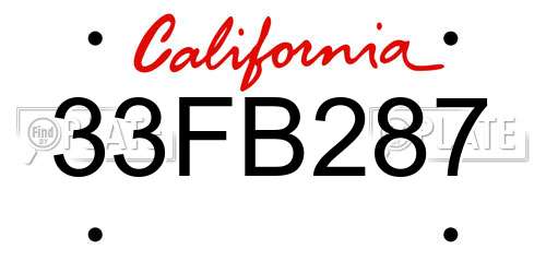 33FB287 California License Plate