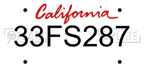 33FS287 California License Plate