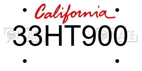 33HT900 California License Plate