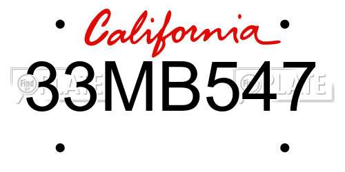 33MB547 California License Plate
