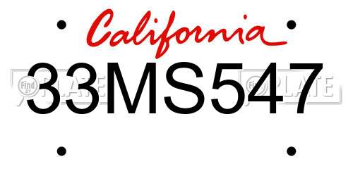 33MS547 California License Plate