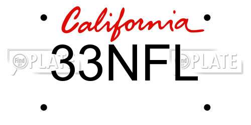 33NFL California License Plate