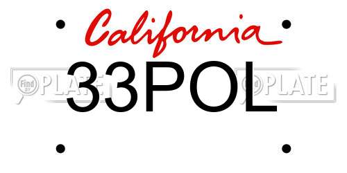33POL California License Plate