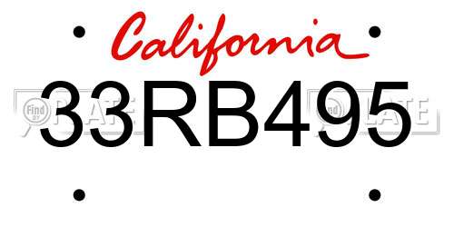33RB495 California License Plate