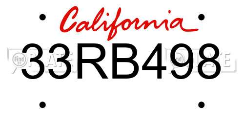 33RB498 California License Plate
