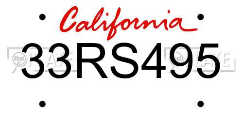 33RS495 California License Plate