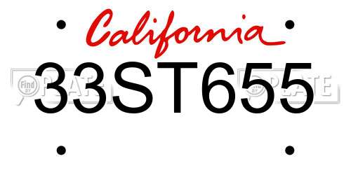 33ST655 California License Plate