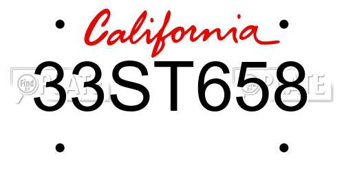 33ST658 California License Plate