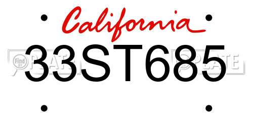 33ST685 California License Plate