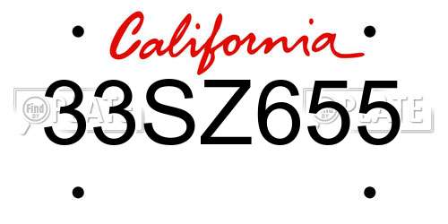 33SZ655 California License Plate