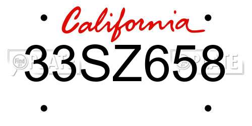 33SZ658 California License Plate