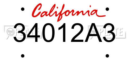 34012A3 California License Plate