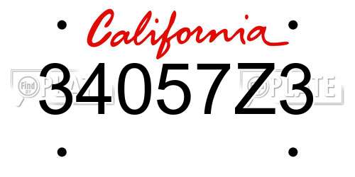 34057Z3 California License Plate