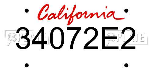 34072E2 California License Plate
