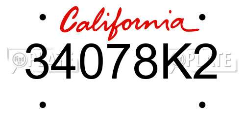 34078K2 California License Plate