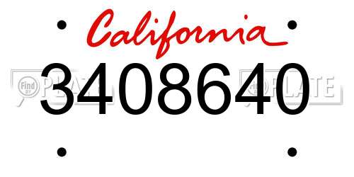 3408640 California License Plate