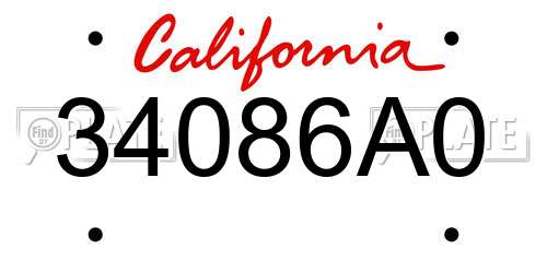 34086A0 California License Plate