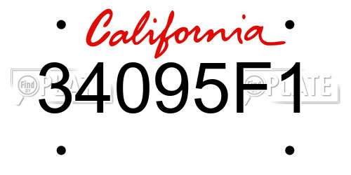34095F1 California License Plate