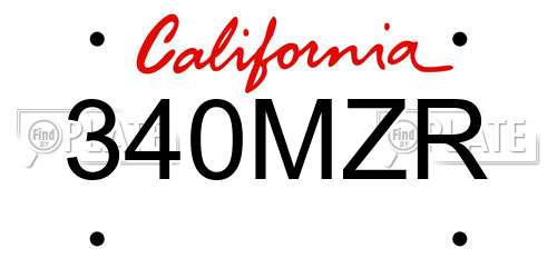 340MZR California License Plate