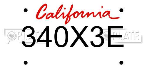 340X3E California License Plate