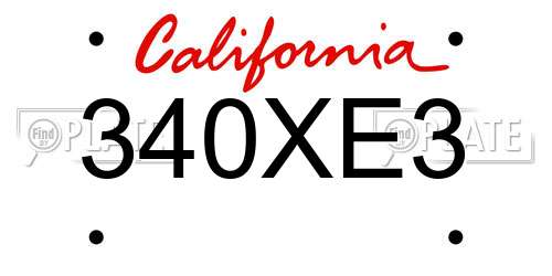 340XE3 California License Plate