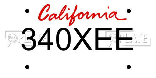 340XEE California License Plate