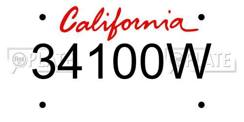 34100W California License Plate