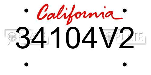 34104V2 California License Plate