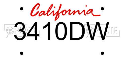 3410DW California License Plate