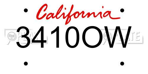 3410OW California License Plate