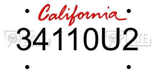 34110U2 California License Plate